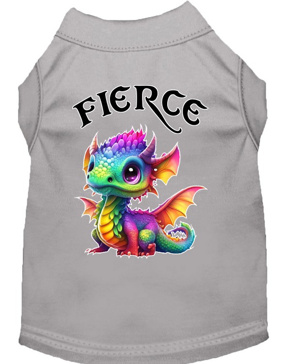 Fierce Dragon Screen Print Dog Shirt Grey XS (8)